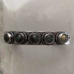 1943 Silver Bracelet with Labradorite Stone Accents